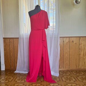 BCBGMAXAZRIA "Kendal" Red One Shoulder Maxi Gown